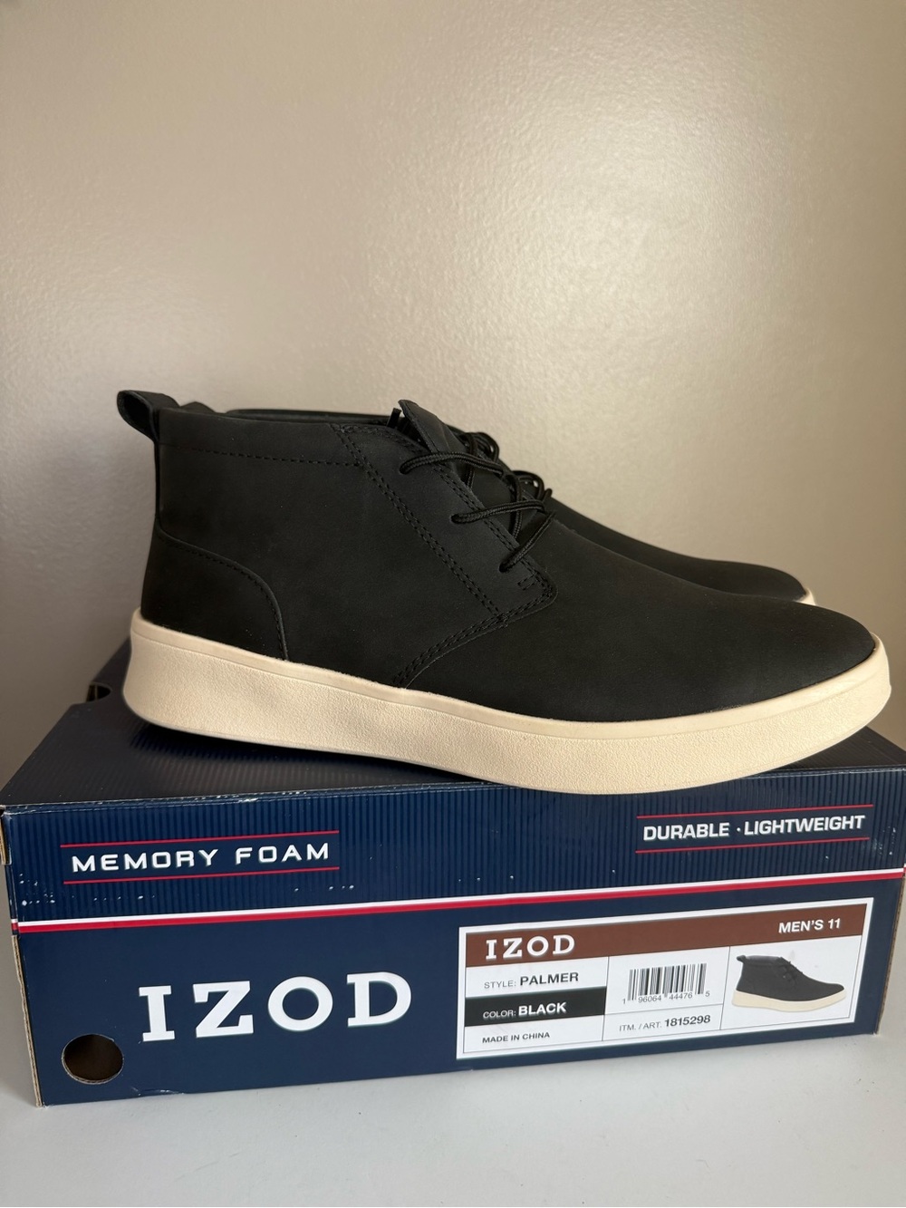 Izod Men's Palmer Casual Chukka Boot‎ 1815298 Black White New in Box Size 11